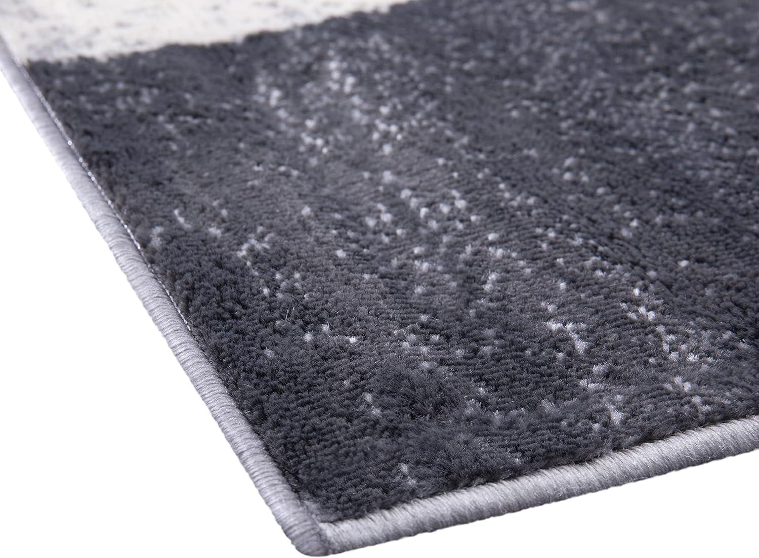 imageFlash Furniture Harken Collection 6 x 9 Geometric Area Rug Black and Gray Olefin Facing Jute Backing Living Room or Bedroom