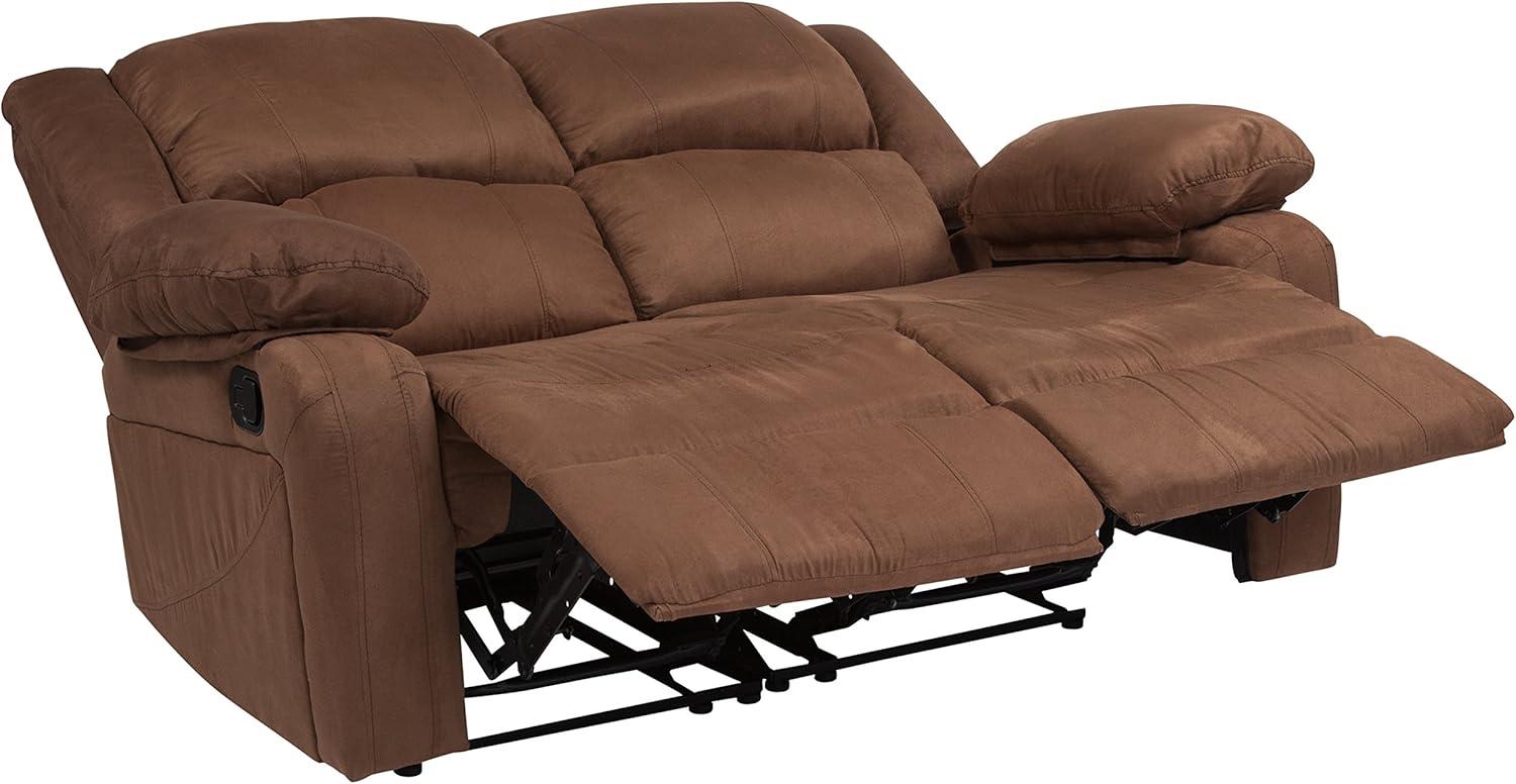 imageFlash Furniture Harmony Series Black LeatherSoft Loveseat with Two BuiltIn ReclinersChocolate Brown Microfiber
