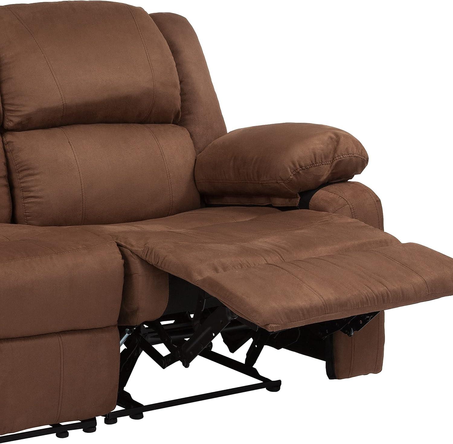 imageFlash Furniture Harmony Series Black LeatherSoft Loveseat with Two BuiltIn ReclinersChocolate Brown Microfiber