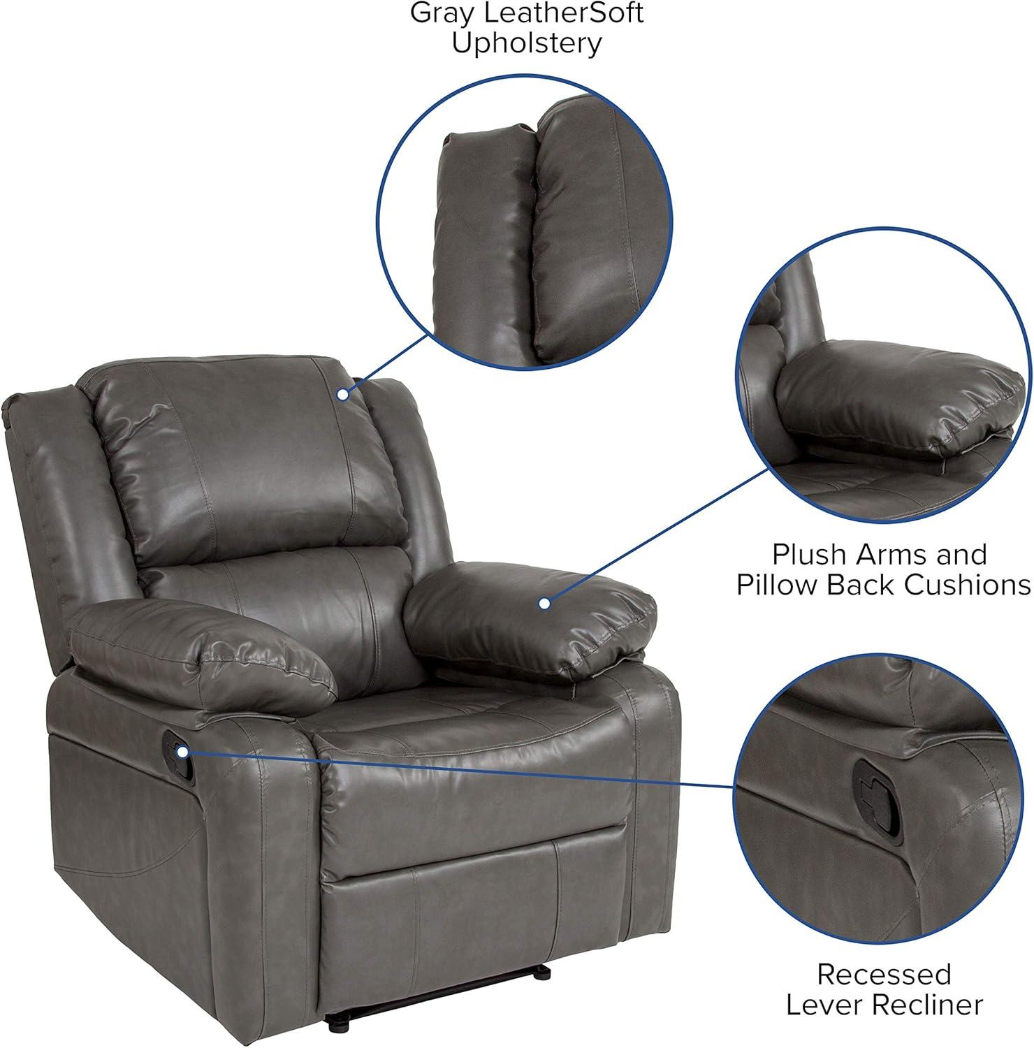 imageFlash Furniture Harmony Series Black LeatherSoft ReclinerGray Leathersoft