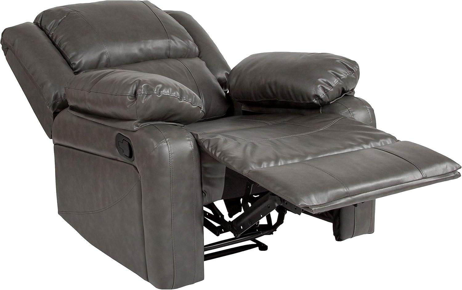 imageFlash Furniture Harmony Series Black LeatherSoft ReclinerGray Leathersoft