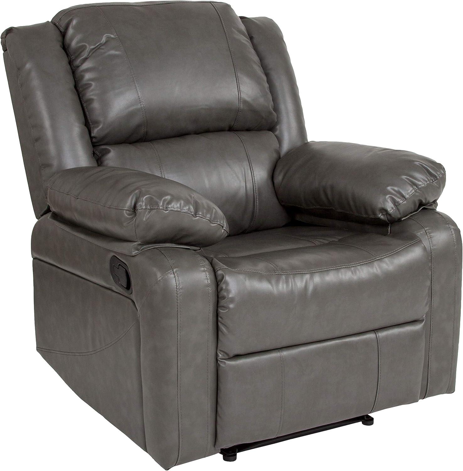 imageFlash Furniture Harmony Series Black LeatherSoft ReclinerGray Leathersoft