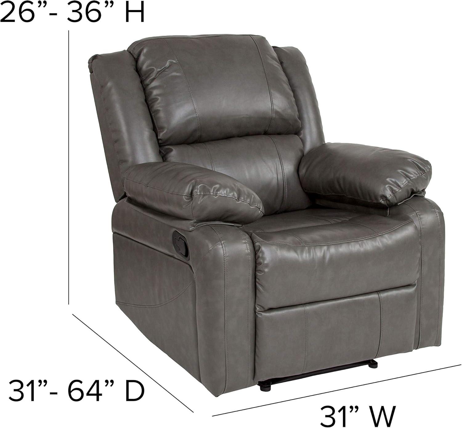 imageFlash Furniture Harmony Series Black LeatherSoft ReclinerGray Leathersoft