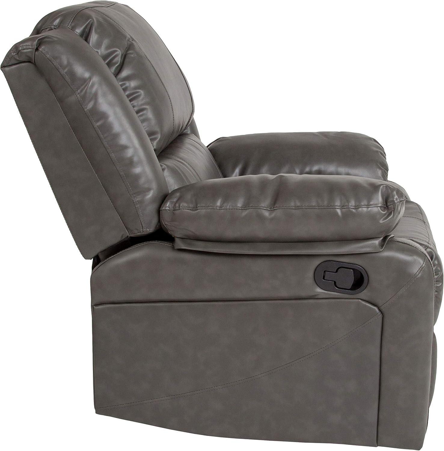 imageFlash Furniture Harmony Series Black LeatherSoft ReclinerGray Leathersoft