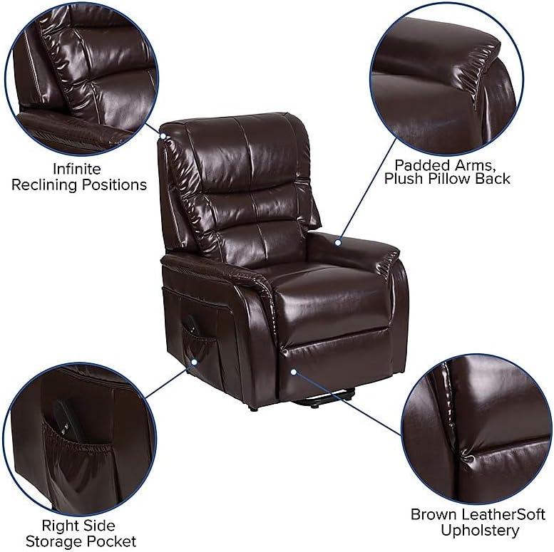 imageFlash Furniture Hercules Cognac LeatherSoft Power Lift Recliner for ElderlyBrown Leathersoft