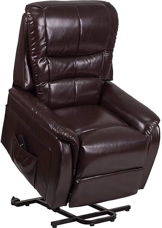 imageFlash Furniture Hercules Cognac LeatherSoft Power Lift Recliner for ElderlyBrown Leathersoft