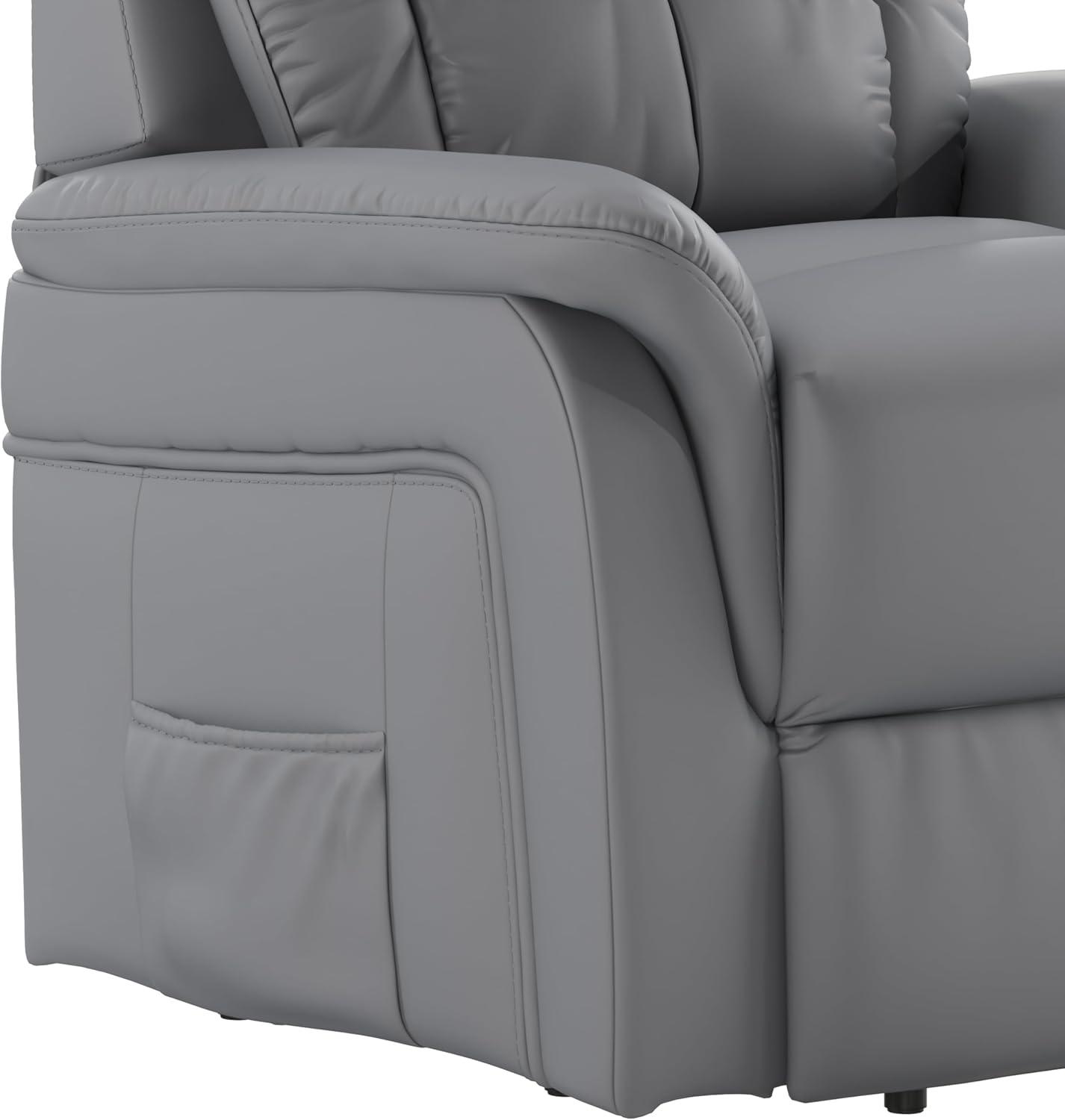 imageFlash Furniture Hercules Cognac LeatherSoft Power Lift Recliner for ElderlyGray Leathersoft