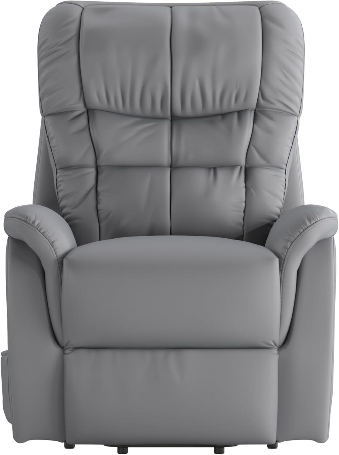 imageFlash Furniture Hercules Cognac LeatherSoft Power Lift Recliner for ElderlyGray Leathersoft