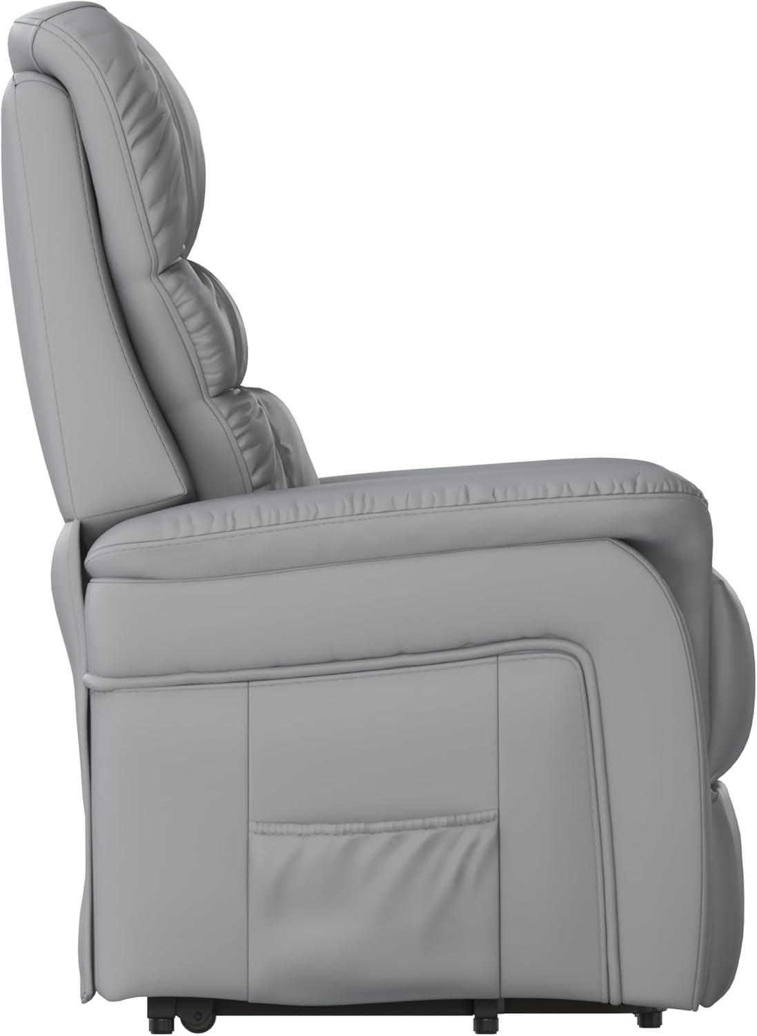 imageFlash Furniture Hercules Cognac LeatherSoft Power Lift Recliner for ElderlyGray Leathersoft