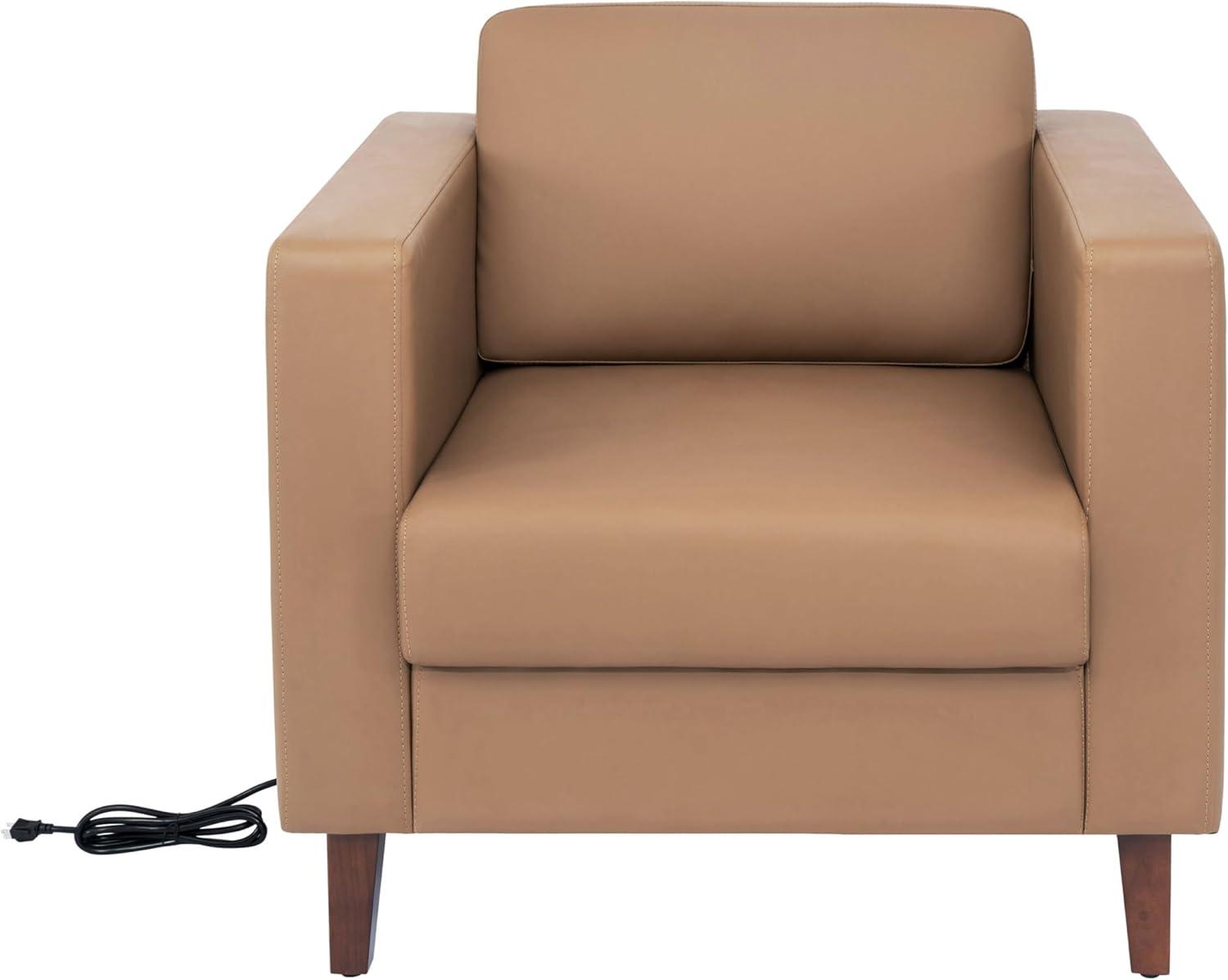 imageFlash Furniture Hercules Artemis 3 Piece Commercial Seating Set for Reception and Lobby Use Solid Wood Legs 8 Outlets 4 USB and 4 USBC Ports Black LeatherSoftCognac