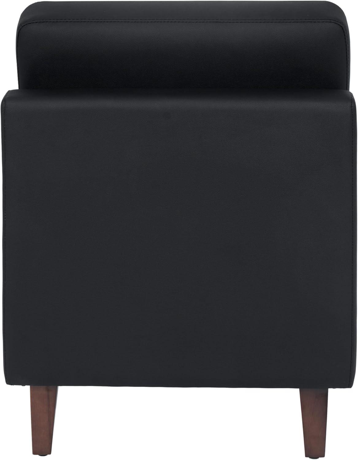 imageFlash Furniture Hercules Artemis Commercial Modular Middle Chair for Reception and Lobby Areas with Solid Wood Legs Black LeatherSoftBlack