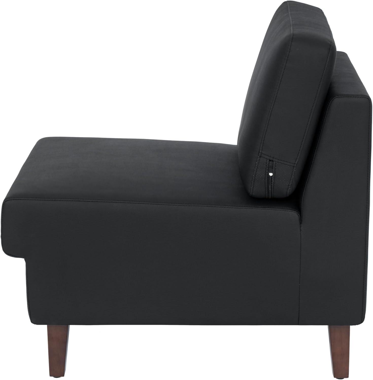 imageFlash Furniture Hercules Artemis Commercial Modular Middle Chair for Reception and Lobby Areas with Solid Wood Legs Black LeatherSoftBlack