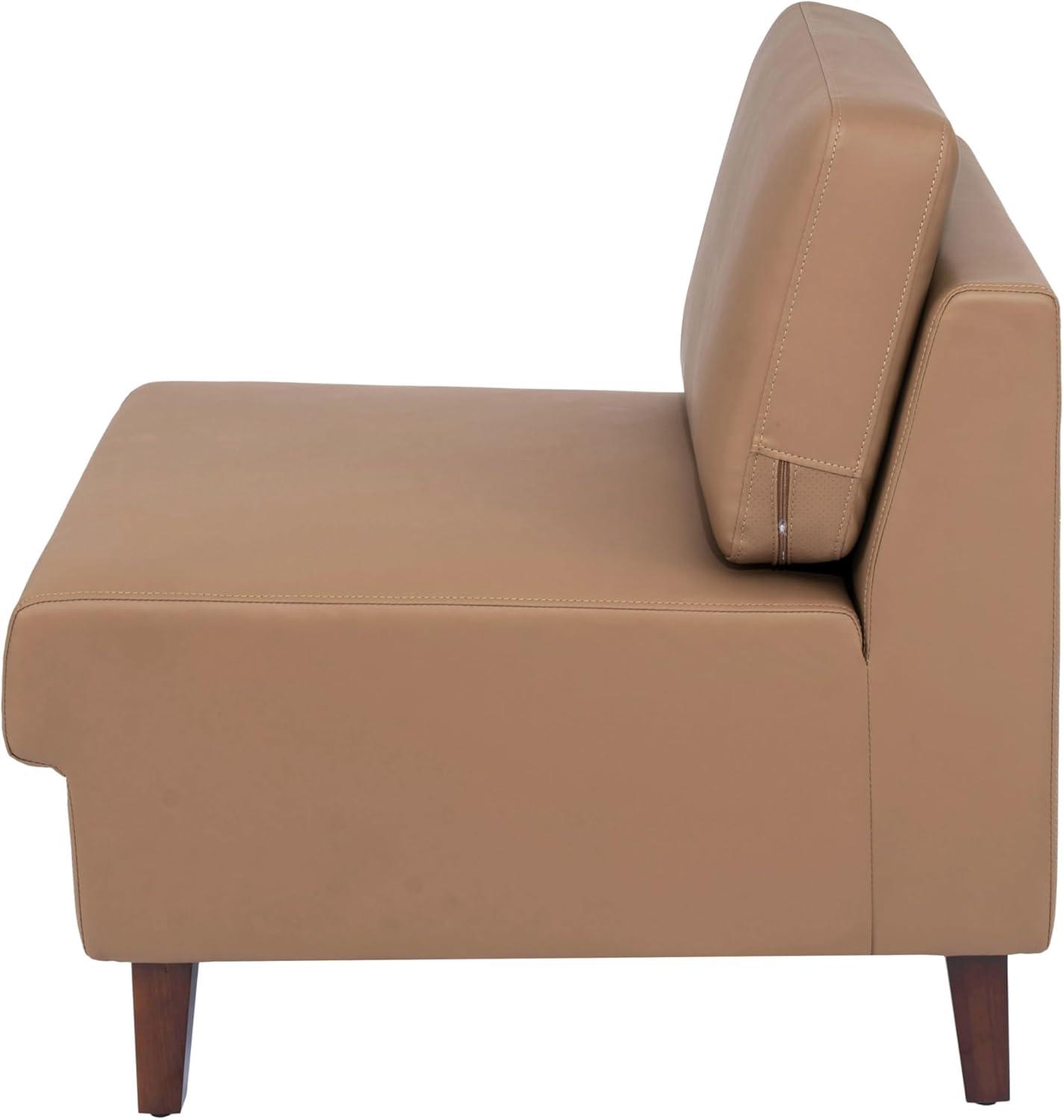 imageFlash Furniture Hercules Artemis Commercial Modular Middle Chair for Reception and Lobby Areas with Solid Wood Legs Black LeatherSoftCognac