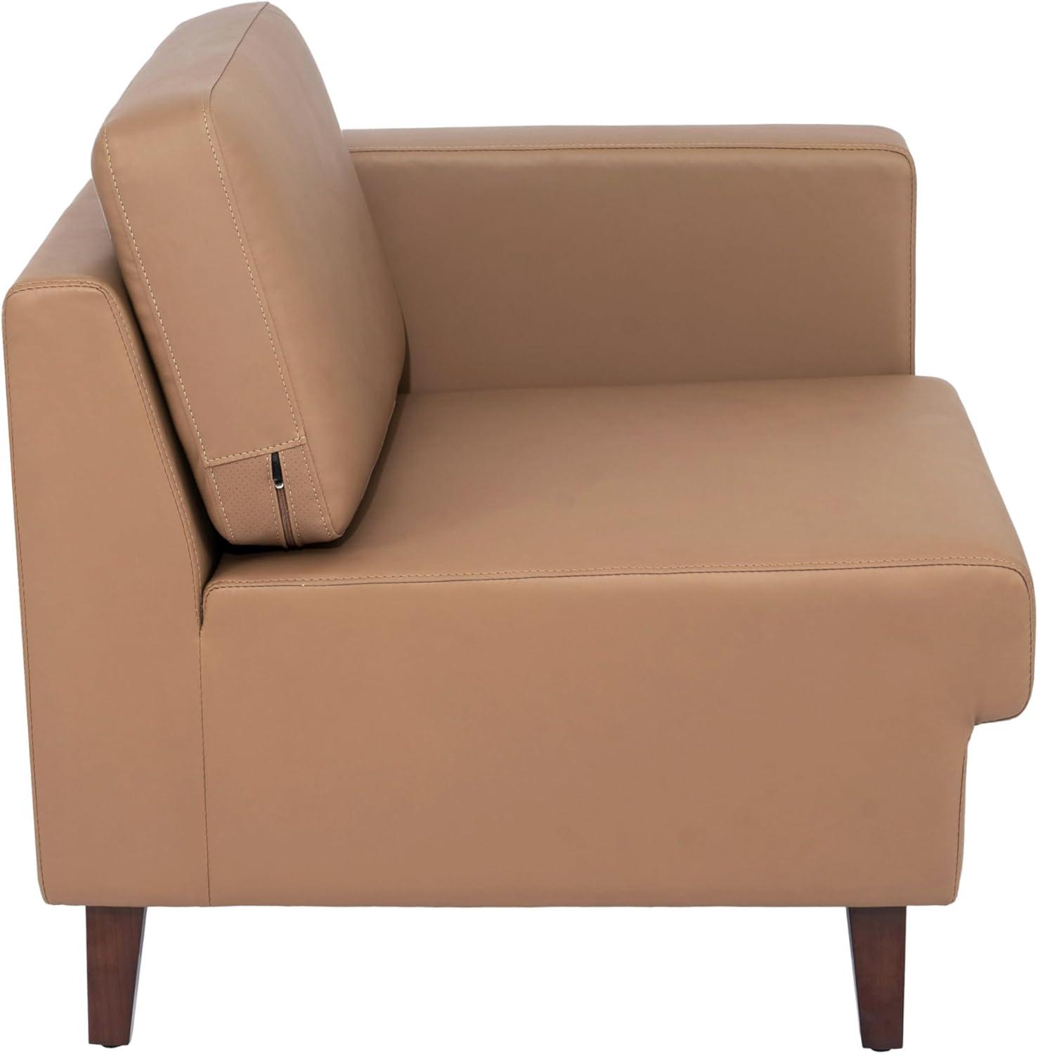 imageFlash Furniture Hercules Artemis Commercial Modular Right Arm Chair for Reception Areas with Solid Wood Legs 2 Outlets 1 USB and 1 USBC Ports Black LeatherSoftCognac