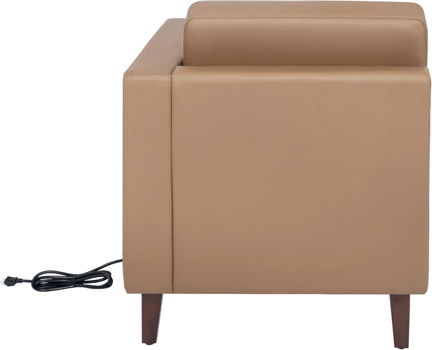 imageFlash Furniture Hercules Artemis Commercial Modular Right Arm Chair for Reception Areas with Solid Wood Legs 2 Outlets 1 USB and 1 USBC Ports Black LeatherSoftCognac