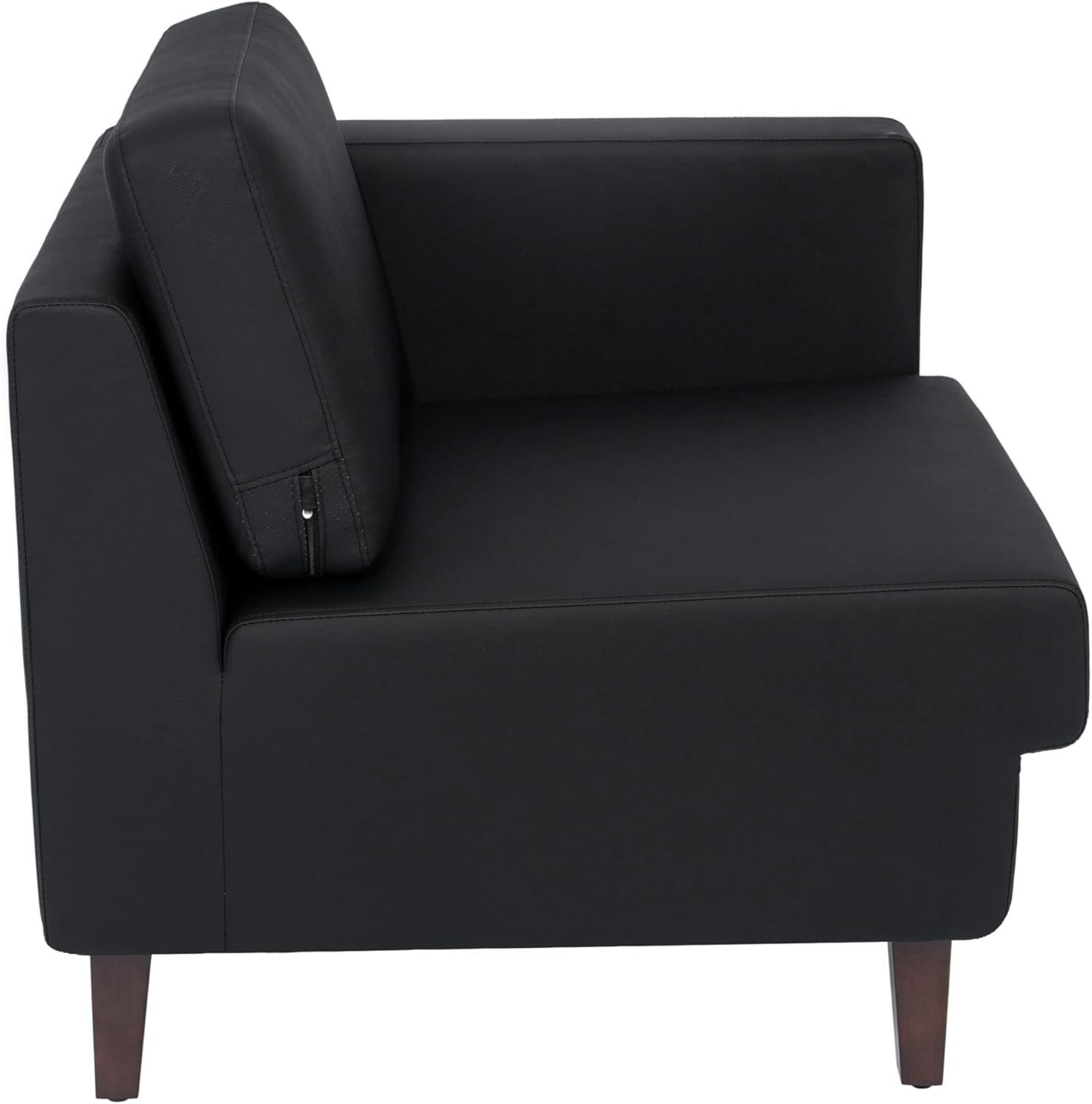 imageFlash Furniture Hercules Artemis Commercial Modular Right Arm Chair for Reception Areas with Solid Wood Legs 2 Outlets 1 USB and 1 USBC Ports Black LeatherSoftBlack