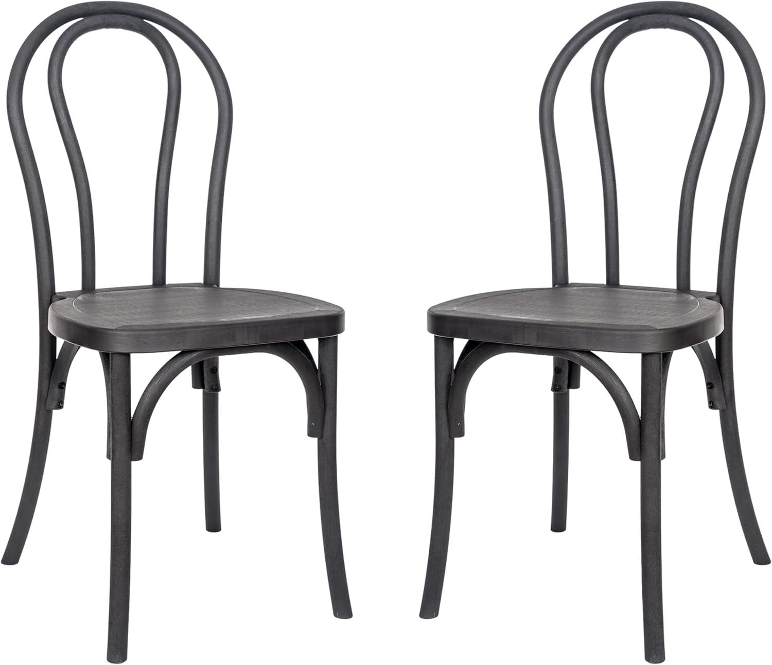 imageFlash Furniture Hercules Commercial IndoorOutdoor Thonet Style Chair Wood Look WeatherResistant Lightweight Design Versatile Use Set of 2 Dark BrownBlack