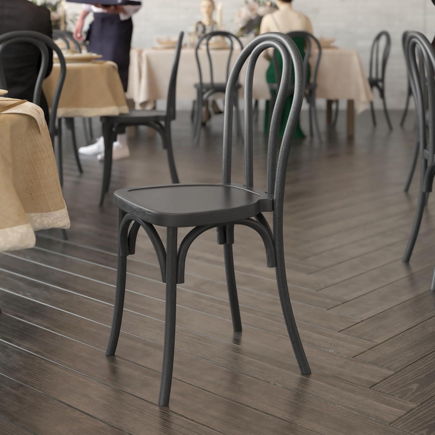 imageFlash Furniture Hercules Commercial IndoorOutdoor Thonet Style Chair Wood Look WeatherResistant Lightweight Design Versatile Use Set of 2 Dark BrownBlack