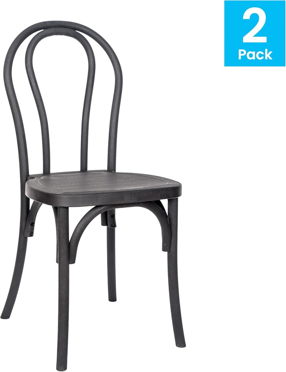 imageFlash Furniture Hercules Commercial IndoorOutdoor Thonet Style Chair Wood Look WeatherResistant Lightweight Design Versatile Use Set of 2 Dark BrownBlack