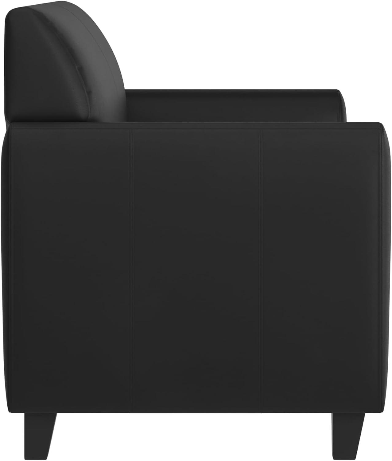 imageFlash Furniture Hercules Diplomat Series LeatherSoft Upholstered Loveseat Modern Small Sofa for Living Room or Office BlackBlack