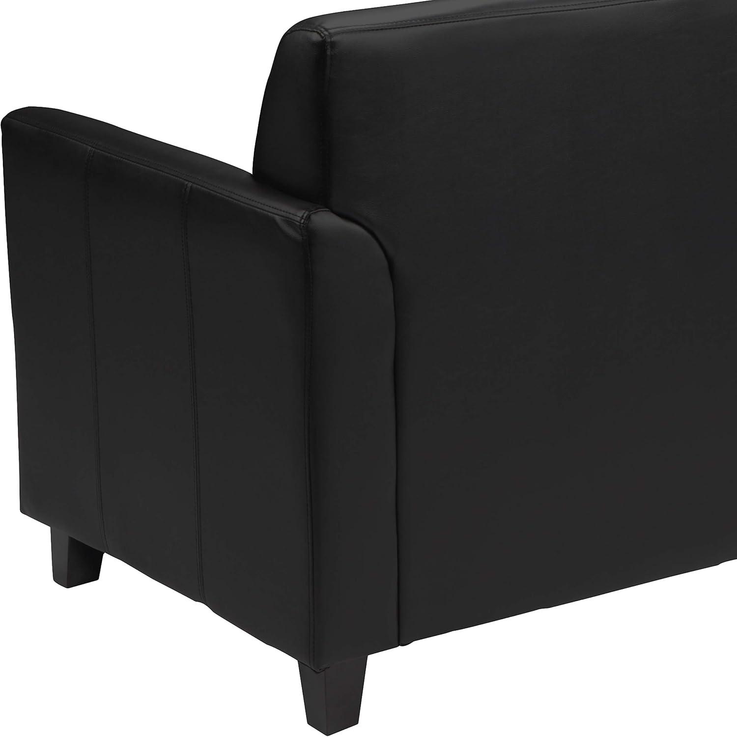 imageFlash Furniture Hercules Diplomat Series LeatherSoft Upholstered Loveseat Modern Small Sofa for Living Room or Office BlackBlack
