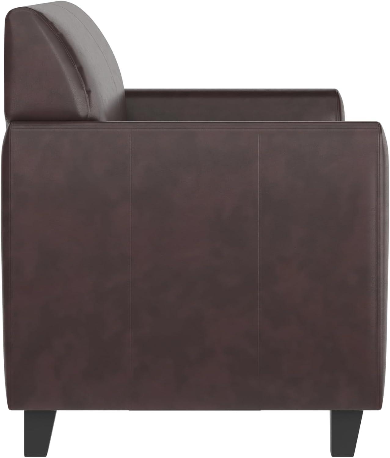 imageFlash Furniture Hercules Diplomat Series LeatherSoft Upholstered Loveseat Modern Small Sofa for Living Room or Office BlackBrown