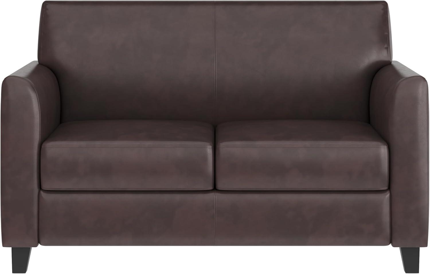 imageFlash Furniture Hercules Diplomat Series LeatherSoft Upholstered Loveseat Modern Small Sofa for Living Room or Office BlackBrown