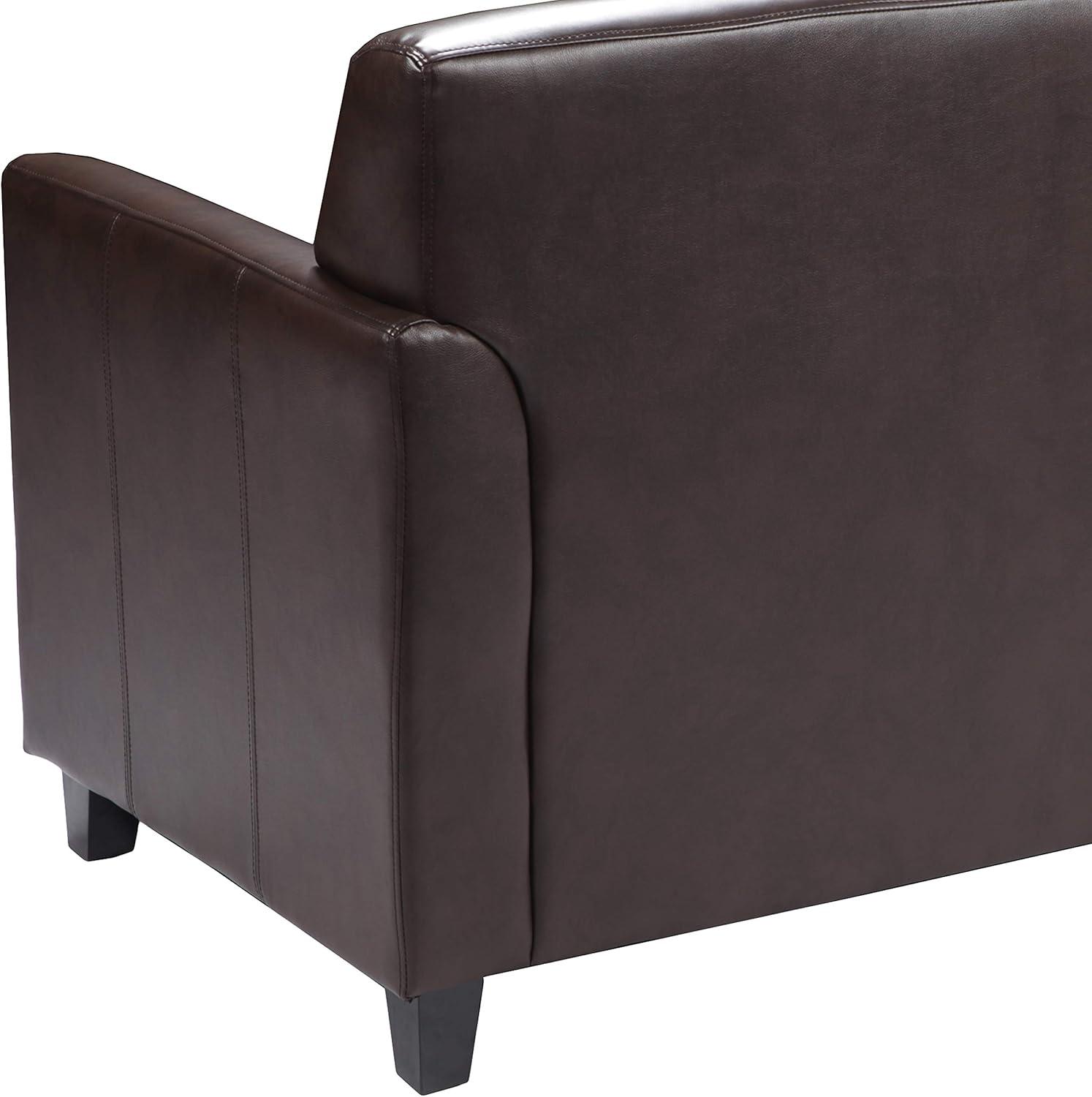 imageFlash Furniture Hercules Diplomat Series LeatherSoft Upholstered Loveseat Modern Small Sofa for Living Room or Office BlackBrown