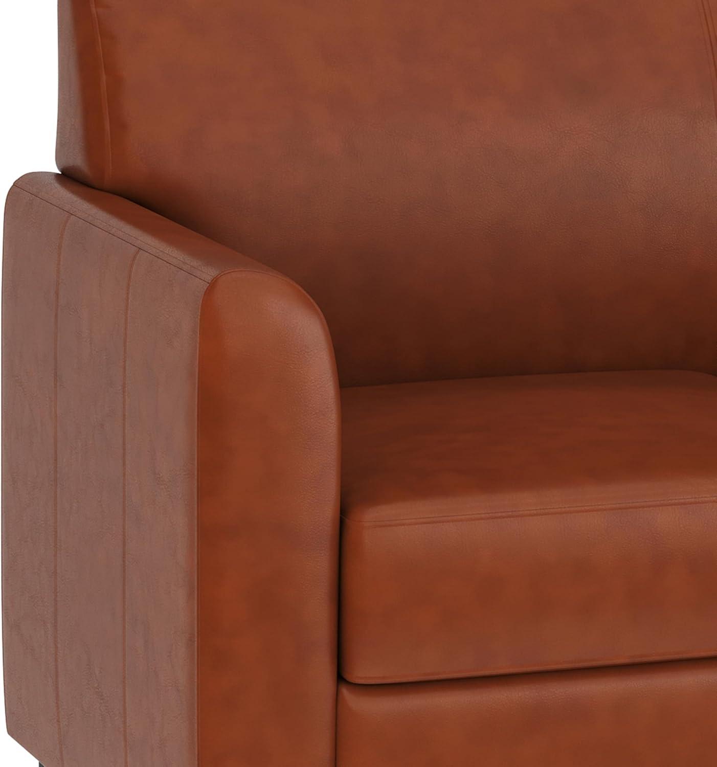 imageFlash Furniture Hercules Diplomat Series LeatherSoft Upholstered Loveseat Modern Small Sofa for Living Room or Office BlackCognac