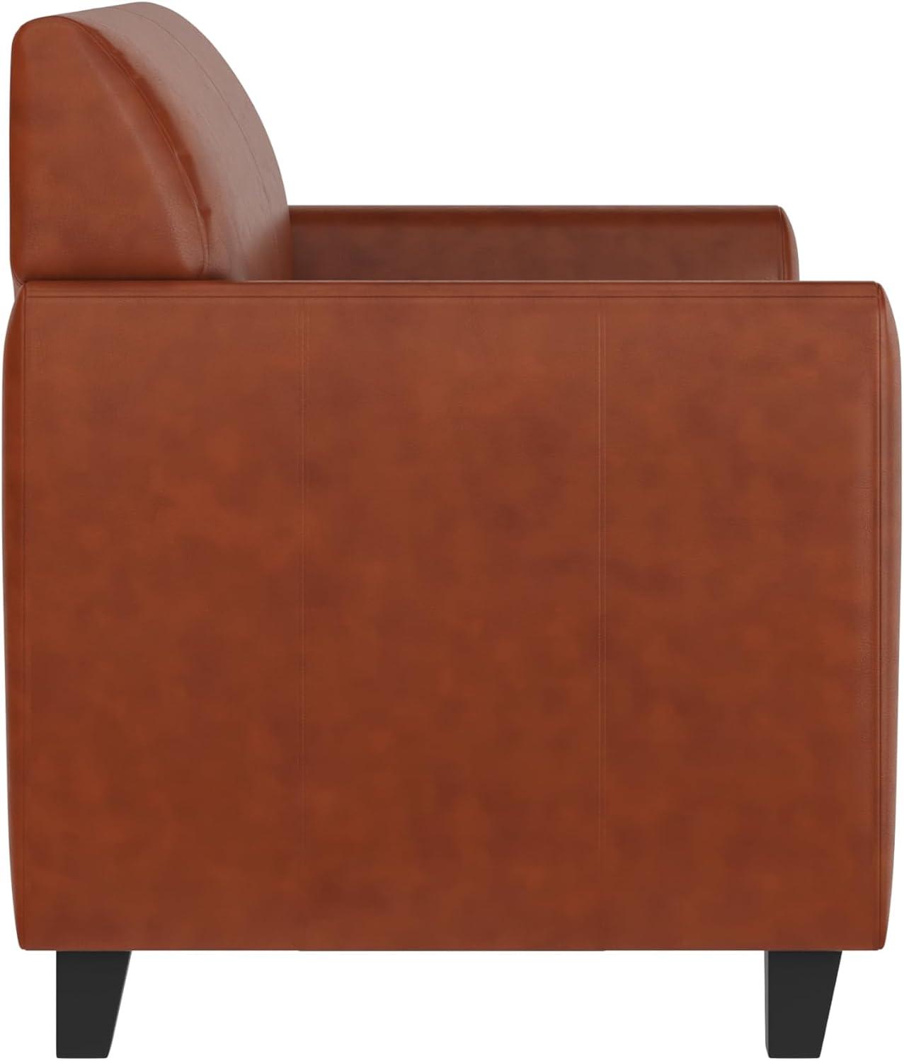 imageFlash Furniture Hercules Diplomat Series LeatherSoft Upholstered Loveseat Modern Small Sofa for Living Room or Office BlackCognac