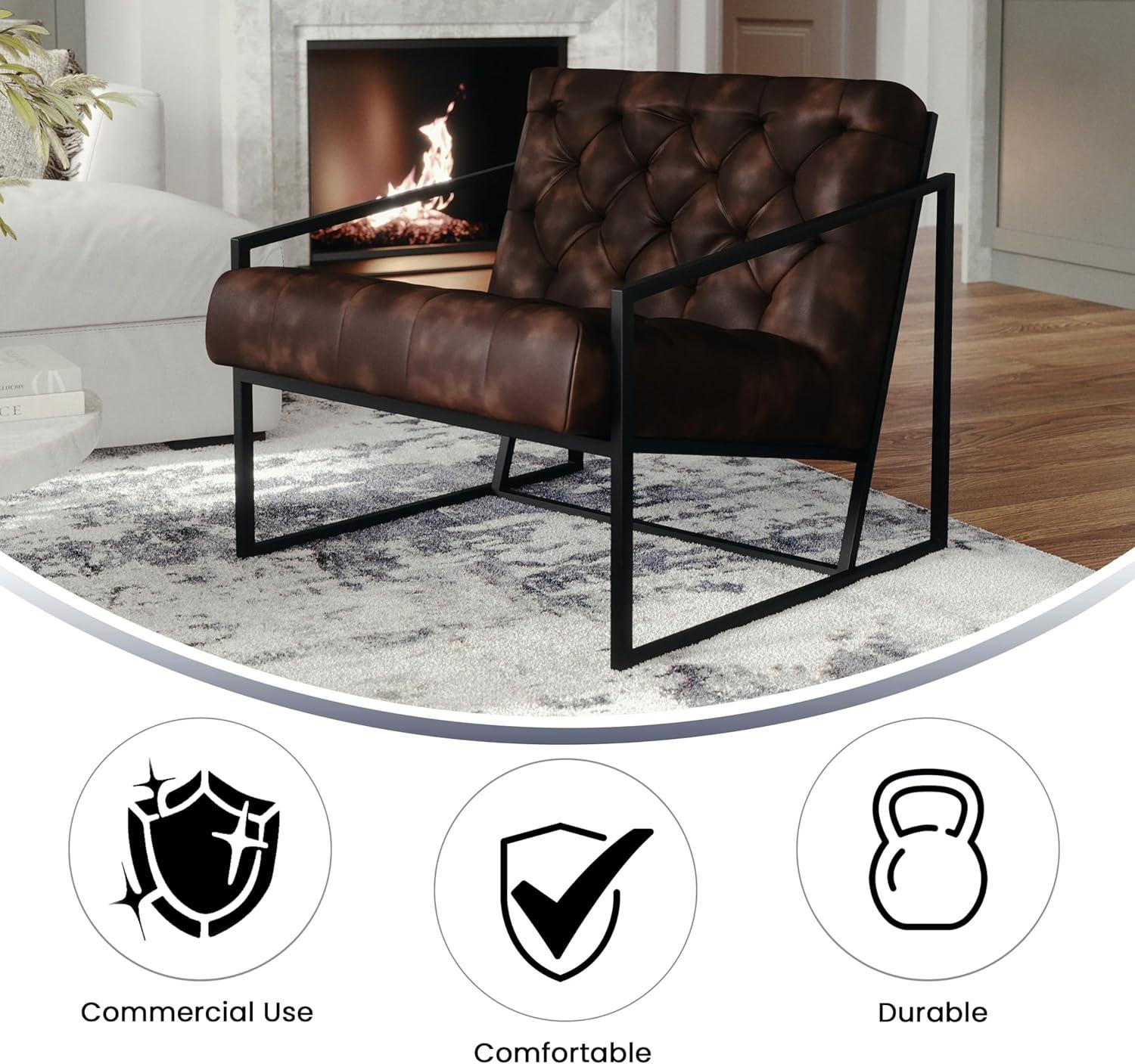 imageFlash Furniture Hercules Madison Series LeatherSoft Tufted Lounge Chair Tufted Retro Accent Chair for Living Room or Office BlackBomber Jacket