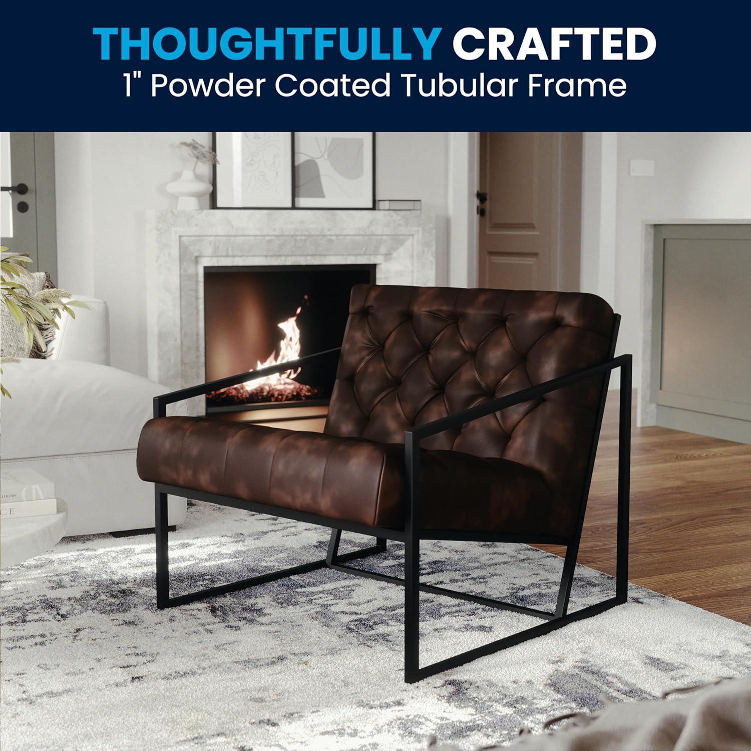 imageFlash Furniture Hercules Madison Series LeatherSoft Tufted Lounge Chair Tufted Retro Accent Chair for Living Room or Office BlackBomber Jacket