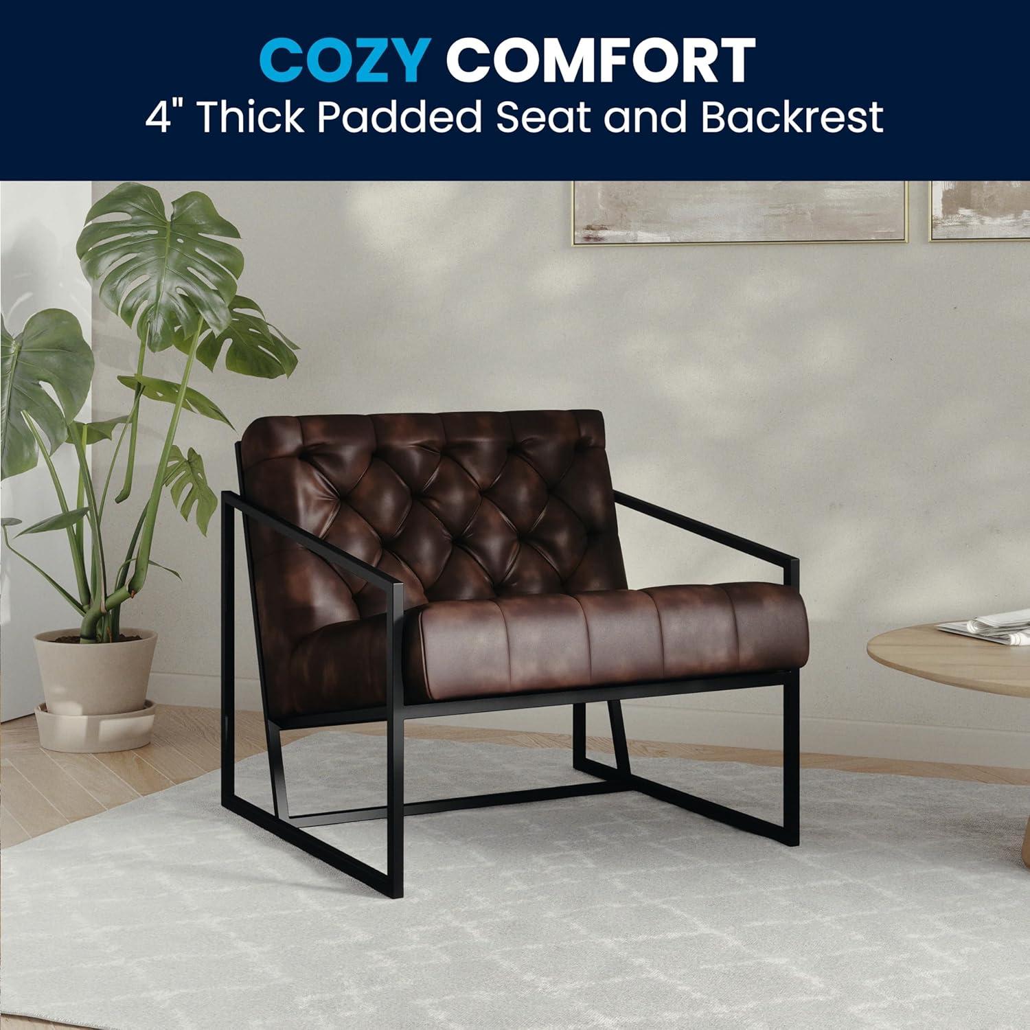 imageFlash Furniture Hercules Madison Series LeatherSoft Tufted Lounge Chair Tufted Retro Accent Chair for Living Room or Office BlackBomber Jacket