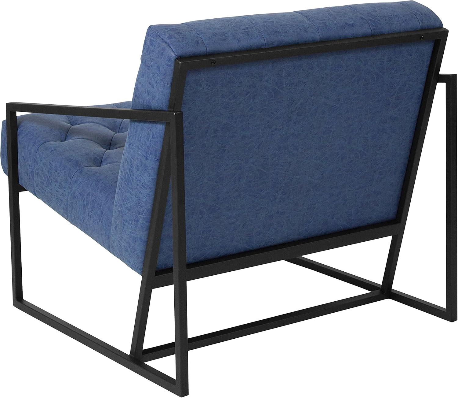imageFlash Furniture Hercules Madison Series LeatherSoft Tufted Lounge Chair Tufted Retro Accent Chair for Living Room or Office BlackRetro Blue