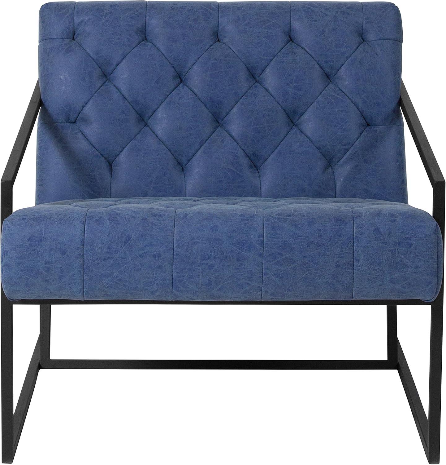 imageFlash Furniture Hercules Madison Series LeatherSoft Tufted Lounge Chair Tufted Retro Accent Chair for Living Room or Office BlackRetro Blue