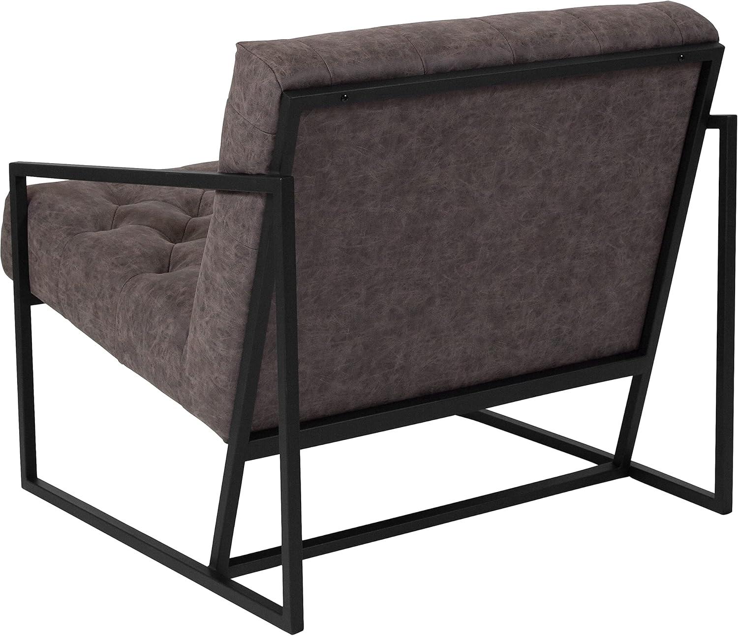 imageFlash Furniture Hercules Madison Series LeatherSoft Tufted Lounge Chair Tufted Retro Accent Chair for Living Room or Office BlackRetro Gray