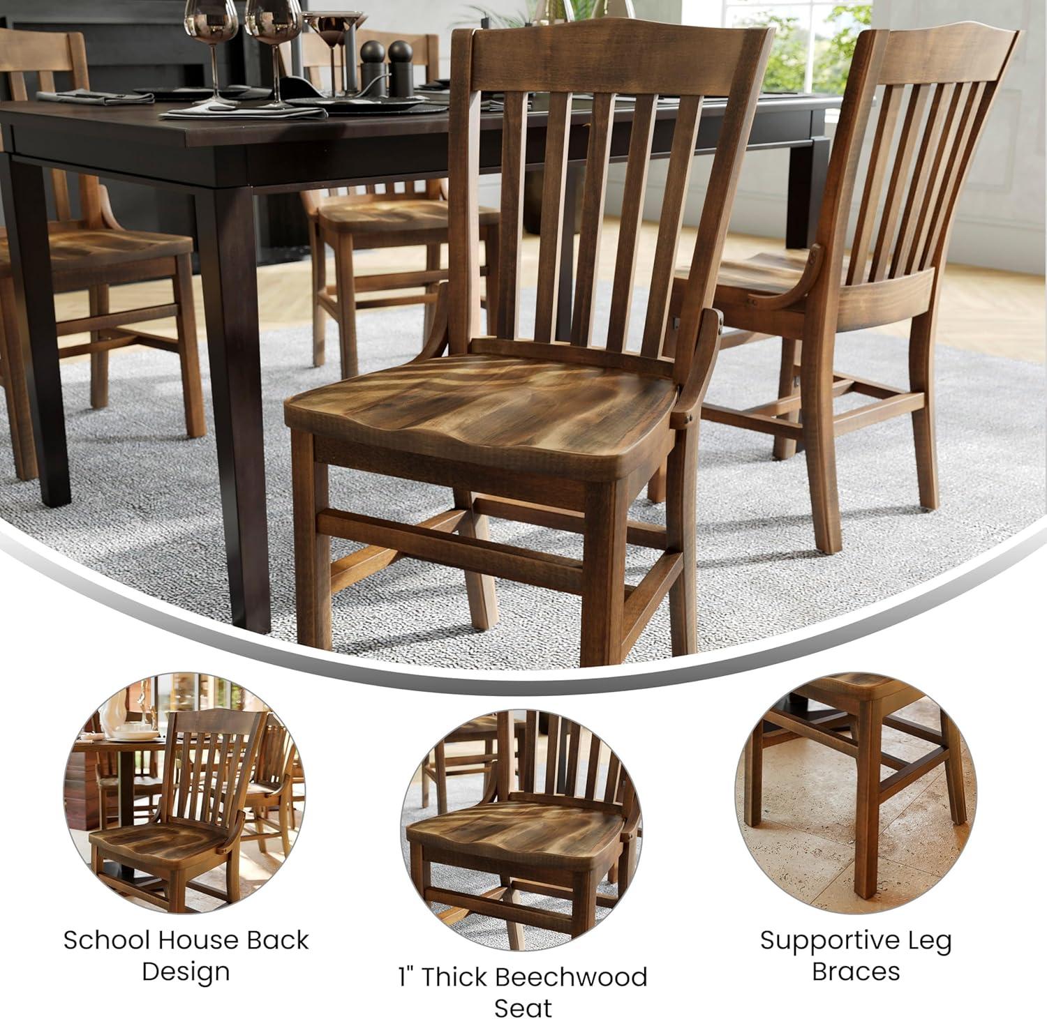 imageFlash Furniture Hercules School House Back Metal Restaurant Chair Antique White Wood Seat Black FrameAntique Copper