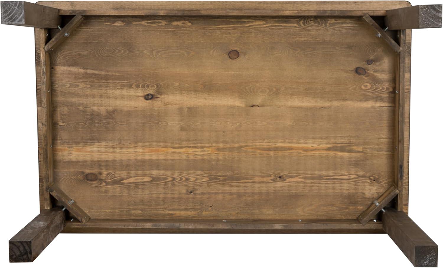 imageFlash Furniture Hercules Series 60quot x 38quot Rectangular Rustic Solid Pine Restaurant Table Antique Farmhouse Dining Table for Kitchens and RestaurantsAntique Rustic