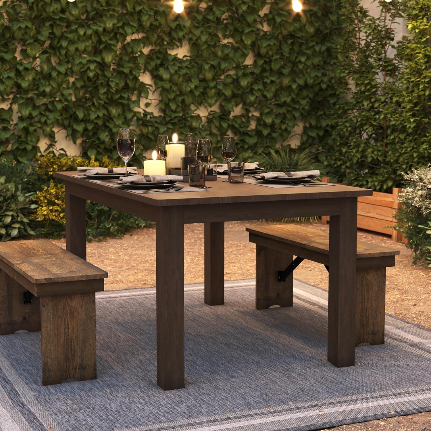 imageFlash Furniture Hercules Series 60quot x 38quot Rectangular Rustic Solid Pine Restaurant Table Antique Farmhouse Dining Table for Kitchens and RestaurantsAntique Rustic