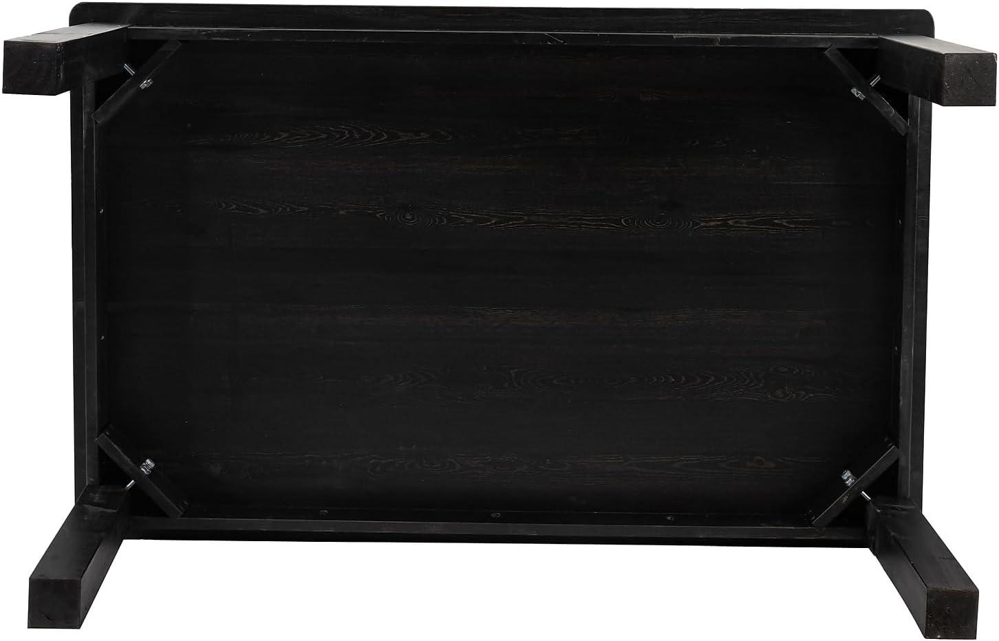 imageFlash Furniture Hercules Series 60quot x 38quot Rectangular Rustic Solid Pine Restaurant Table Antique Farmhouse Dining Table for Kitchens and RestaurantsBlack Wash