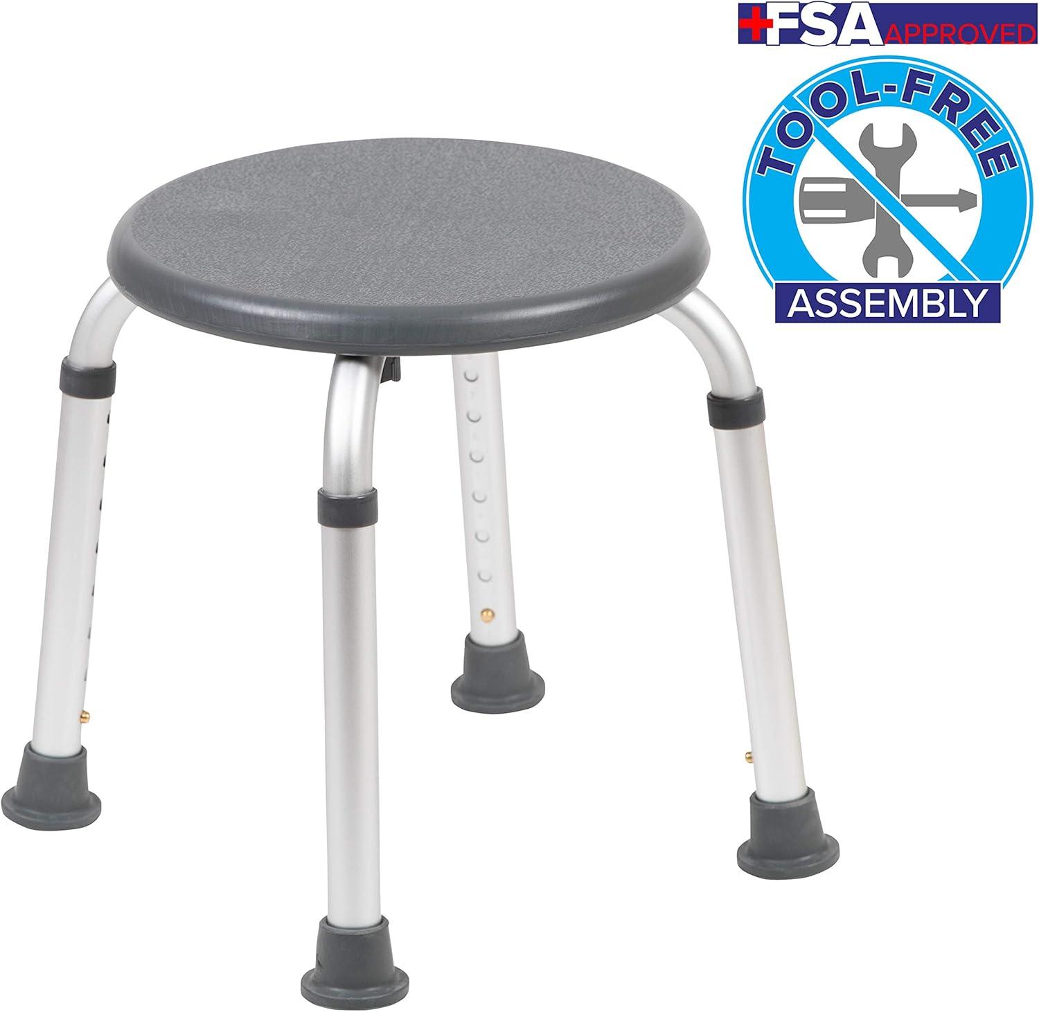 imageFlash Furniture Hercules Series Aluminum Bath and Shower Chair with Adjustable Height AntiSlip Medical Chair 300 lb Static Weight Capacity GrayGray