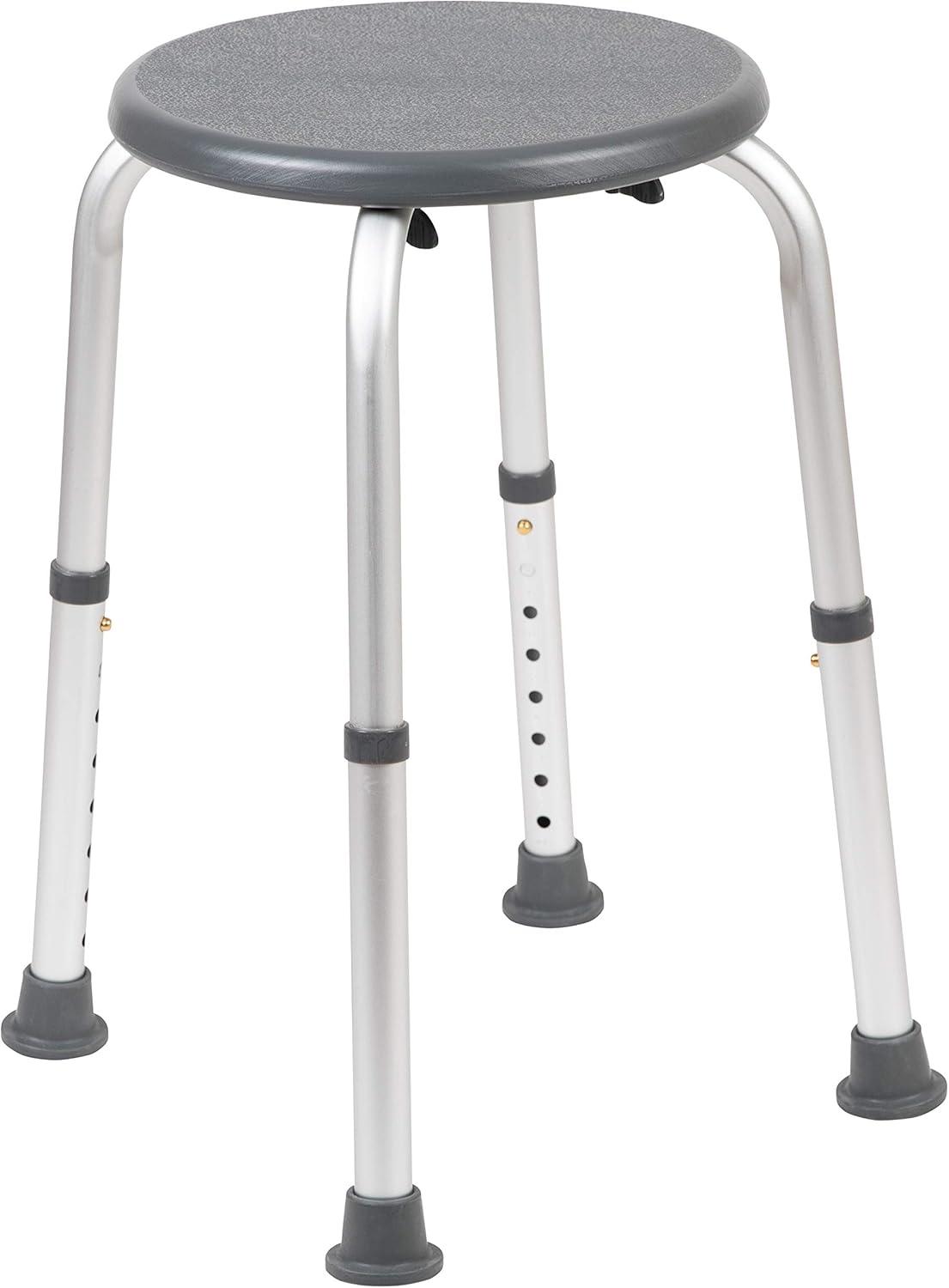 imageFlash Furniture Hercules Series Aluminum Bath and Shower Chair with Adjustable Height AntiSlip Medical Chair 300 lb Static Weight Capacity GrayGray