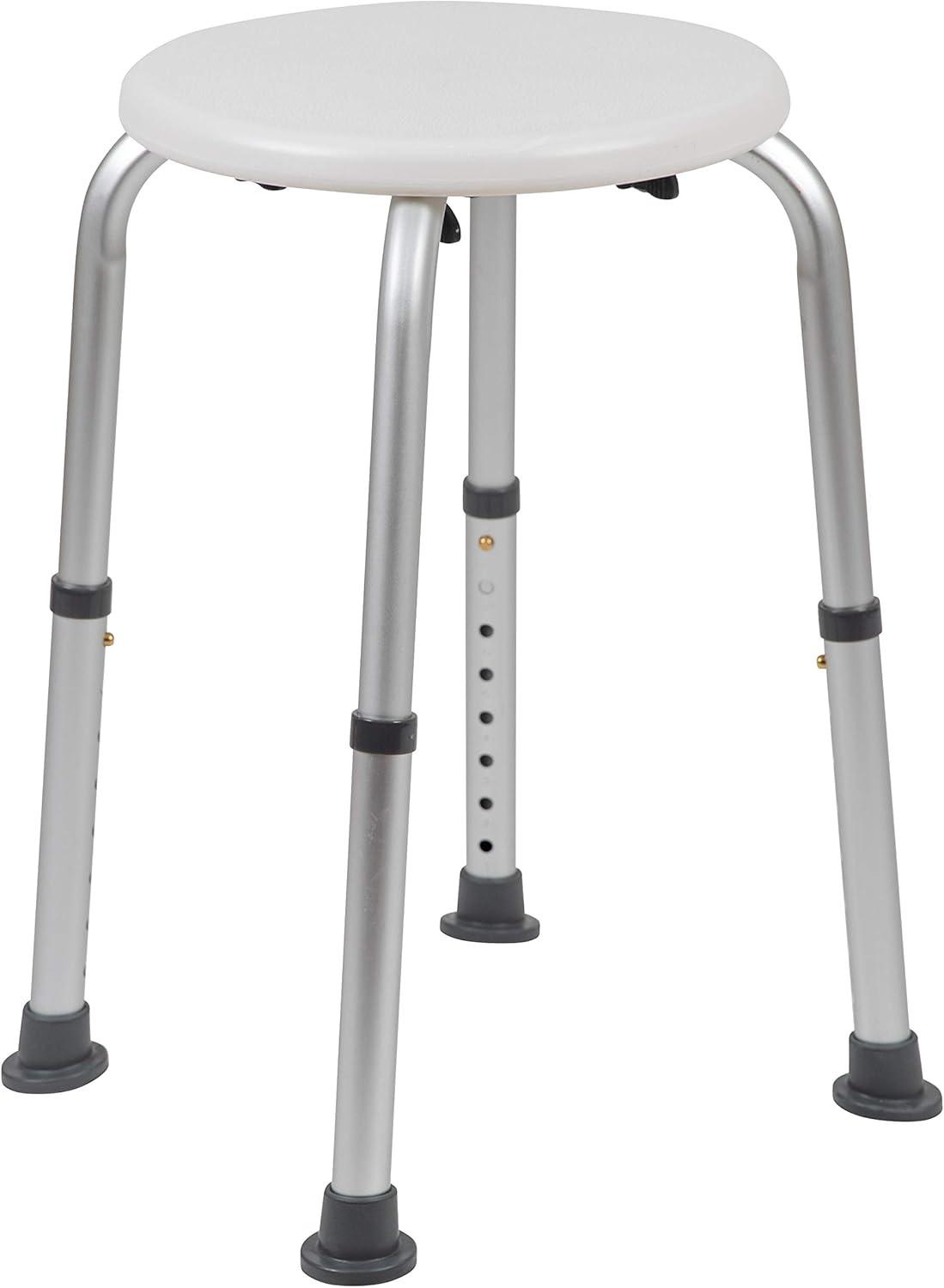 imageFlash Furniture Hercules Series Aluminum Bath and Shower Chair with Adjustable Height AntiSlip Medical Chair 300 lb Static Weight Capacity GrayWhite