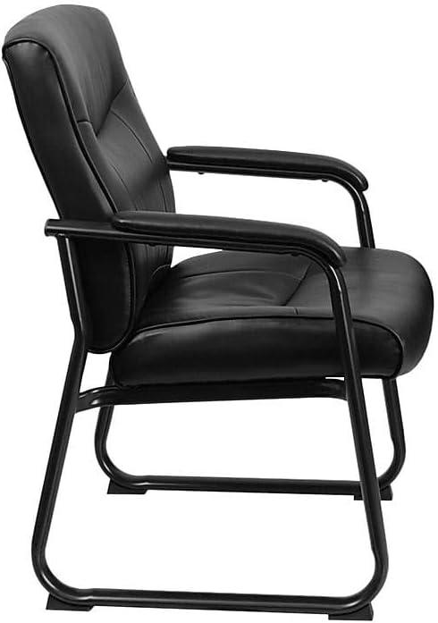imageFlash Furniture Hercules Series Big ampamp Tall LeatherSoft Executive Side Reception Chair Padded Lobby Chair with 500lb Static Weight Capacity BlackChair