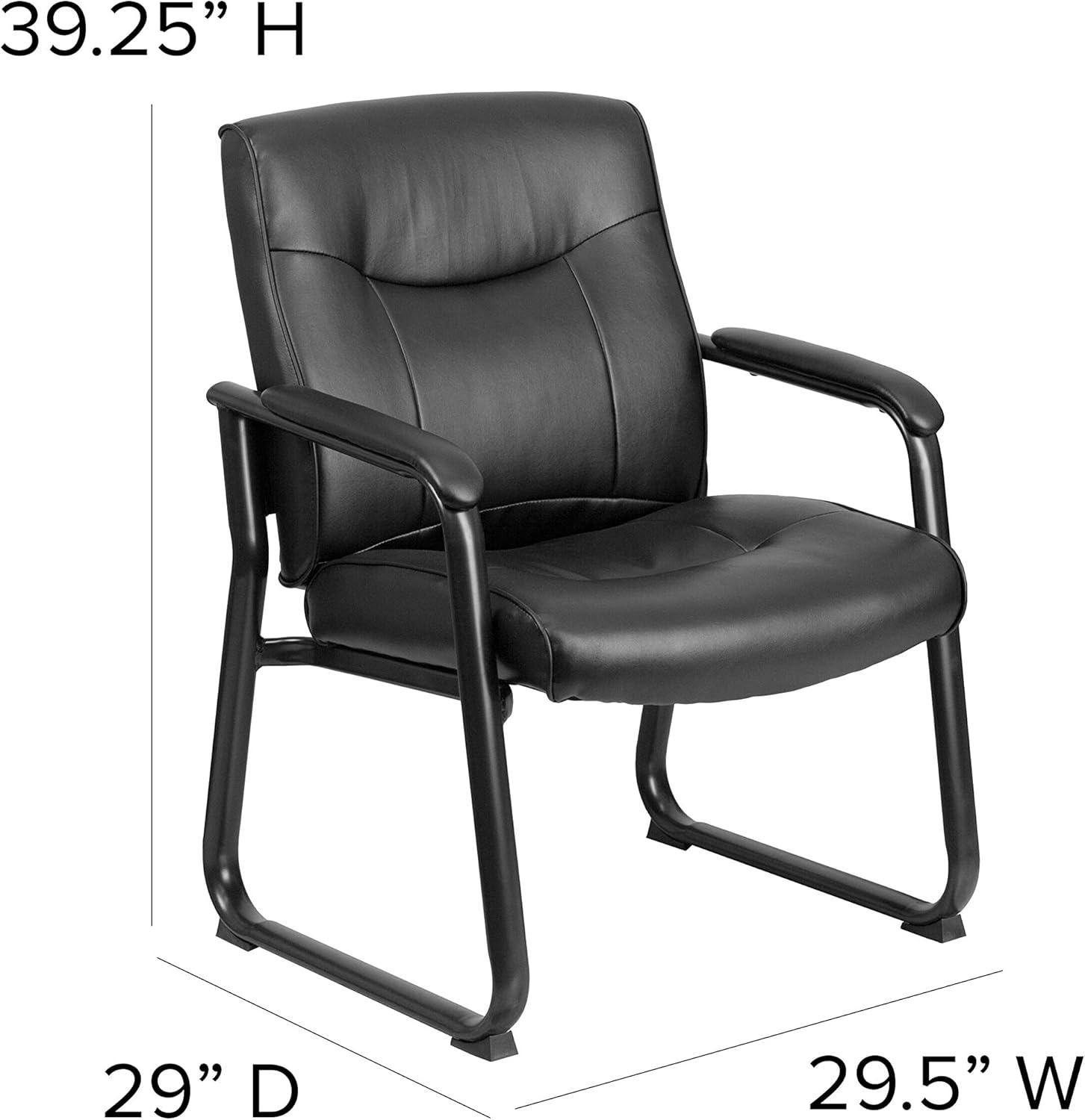 imageFlash Furniture Hercules Series Big ampamp Tall LeatherSoft Executive Side Reception Chair Padded Lobby Chair with 500lb Static Weight Capacity BlackChair