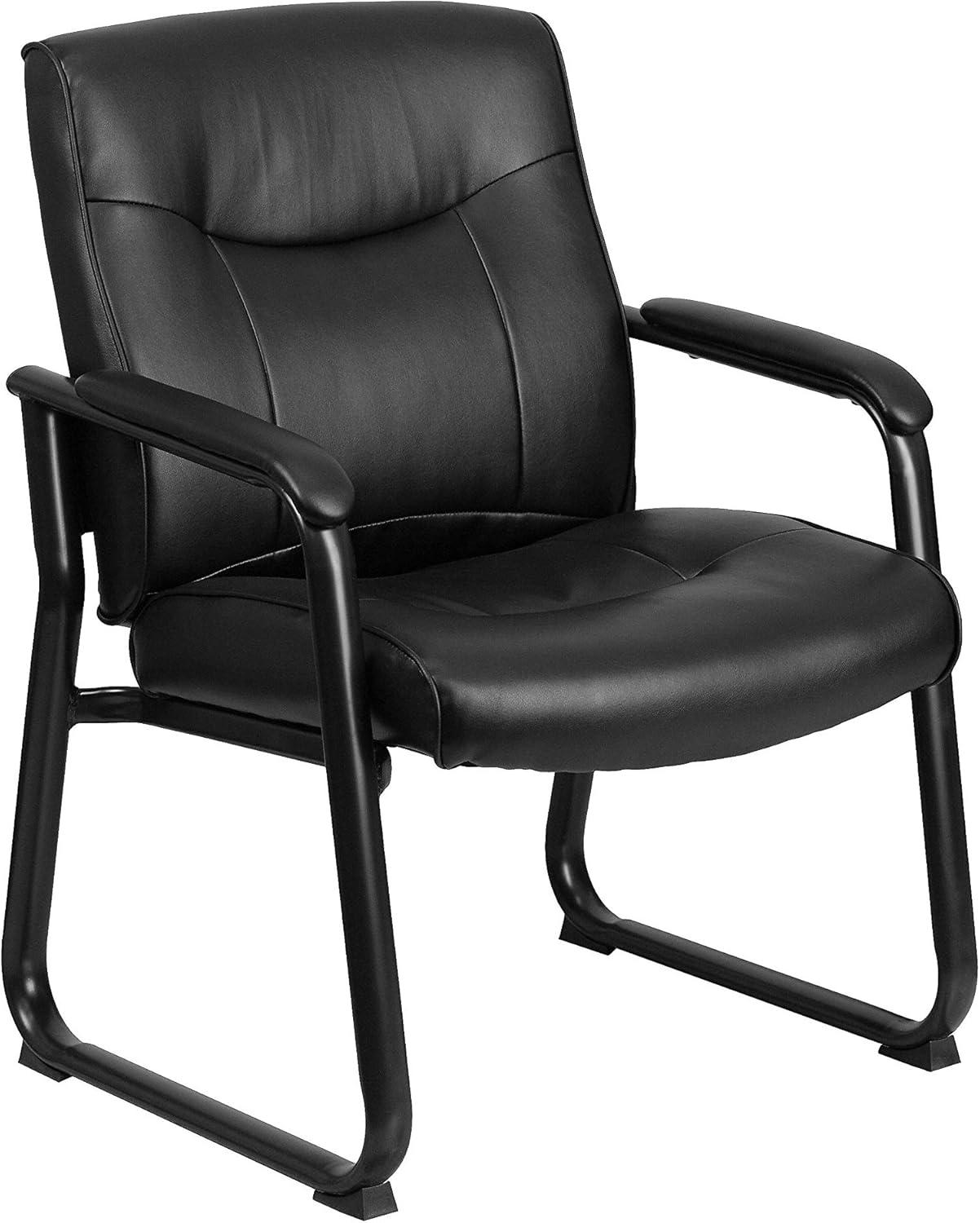 imageFlash Furniture Hercules Series Big ampamp Tall LeatherSoft Executive Side Reception Chair Padded Lobby Chair with 500lb Static Weight Capacity BlackChair