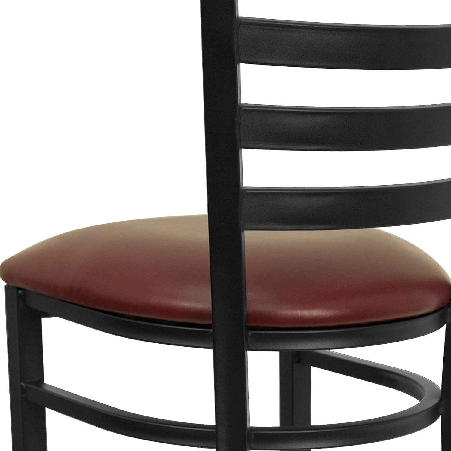 imageFlash Furniture Hercules Series Ladder Back Metal Restaurant Barstool Modern Upholstered Armless Bar Height Chair for Restaurants and Kitchens BlackBurgundy Vinyl SeatBlack Metal Frame