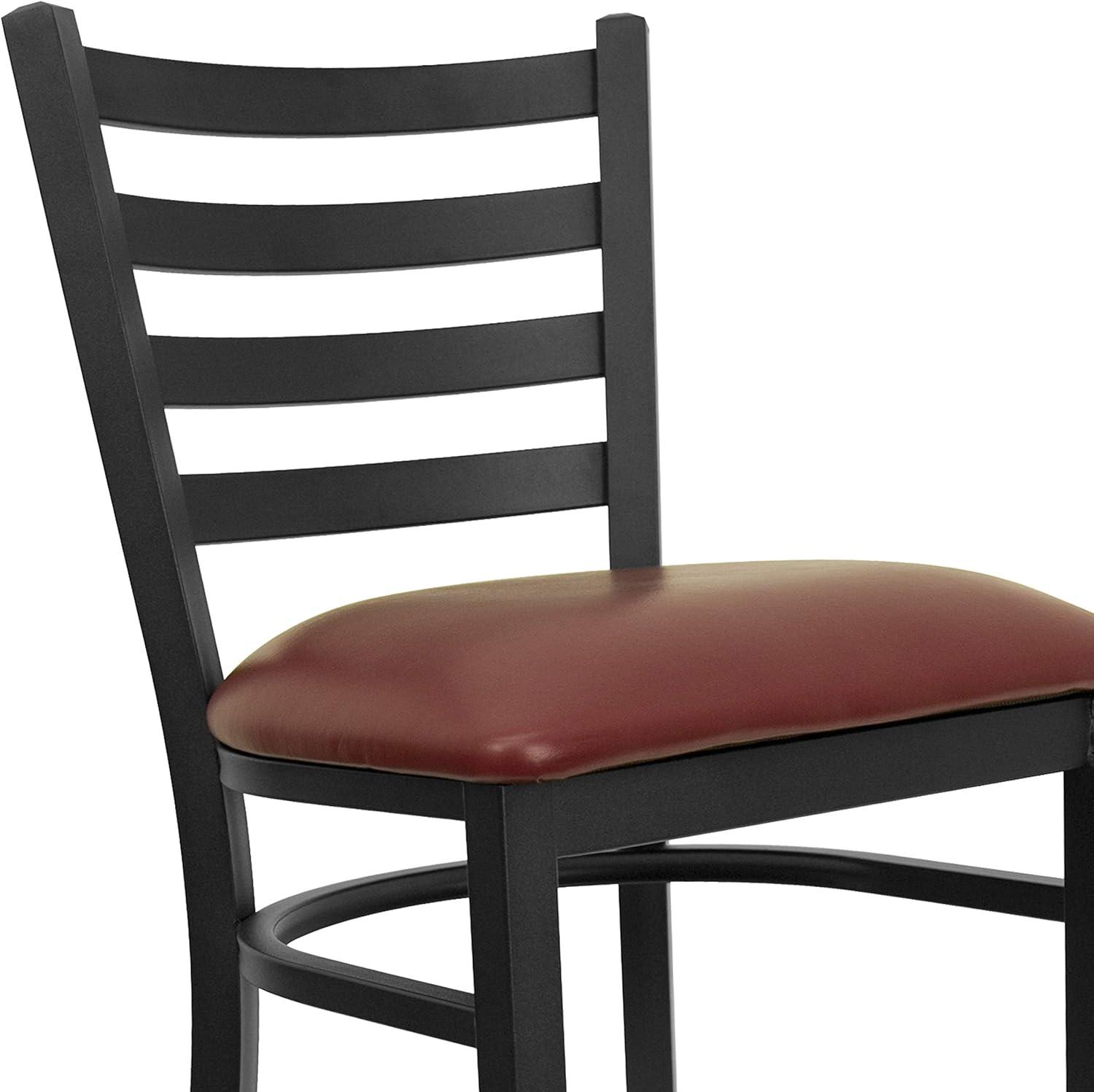 imageFlash Furniture Hercules Series Ladder Back Metal Restaurant Barstool Modern Upholstered Armless Bar Height Chair for Restaurants and Kitchens BlackBurgundy Vinyl SeatBlack Metal Frame