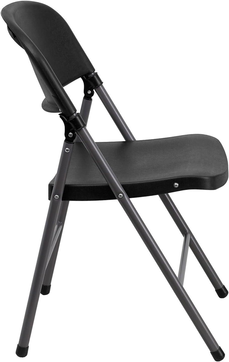 imageFlash Furniture Hercules Series Plastic Folding Chairs Lightweight Commercial Event Chairs with 330lb Static Weight Capacity Set of 4 WhiteBlackCharcoal Frame
