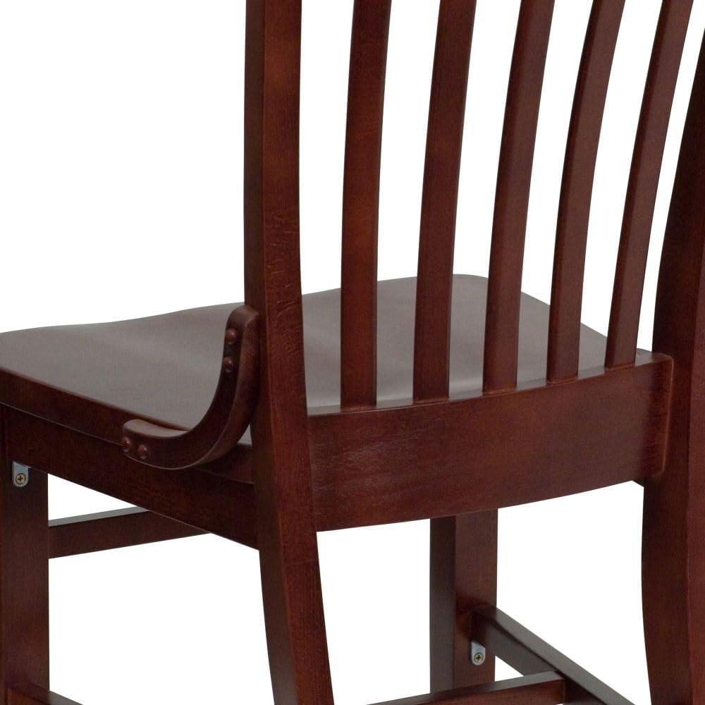 imageFlash Furniture Hercules Series School House Back Mahogany Wood Dining Chair Traditional Elegant Wood Restaurant Chair Walnut WoodMahogany